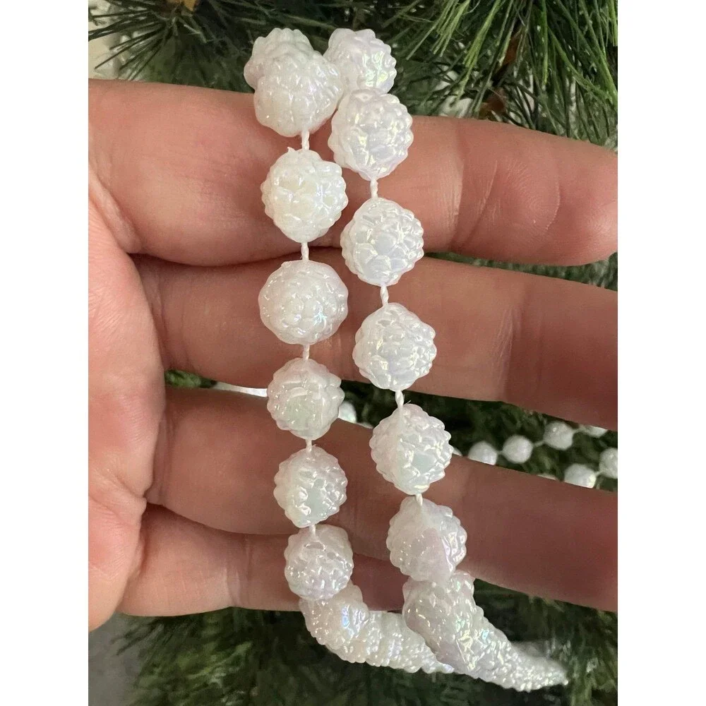 Vintage Christmas Bead Garland Hue Lot Pearl Pink Blue 60+ Yards, Holiday Decor,
